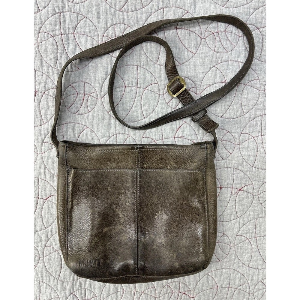 DULUTH TRADING COMPANY Lifetime Crossbody Brown Leather Sling Bag Purse